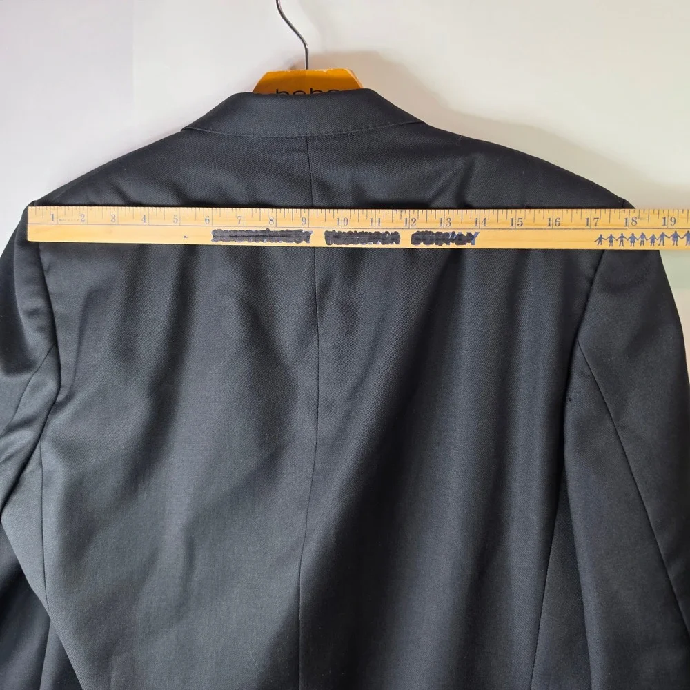 Vtg Baumler Double Breasted Blazer 42R Vitale Barberis Canonico Wool Black Coat